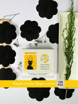 SlickFix - Self Adhesive Nipple Covers (Black Colour) Nipple Stickers (Pack of 100)