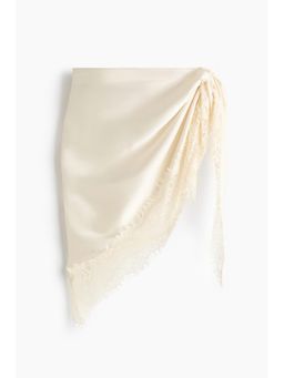 H&M - Women Cream Lace-Trimmed Triangle Scarf