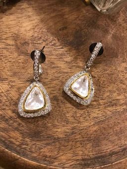 Vasundhara - Womens Modern Earrings Diamantes and Kundan Drop
