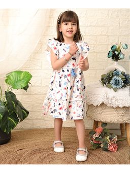 Beebay - Nautical Print Twill Dress With Tassel Bow