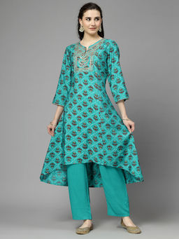 Nayam by lakshita - Printed Sequinned Work Kurta with Pant (Set of 2)