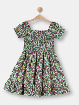 R&B - Green Floral Printed Regular Dress