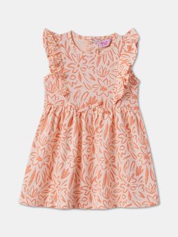 R&B - Orange Floral Printed Dress