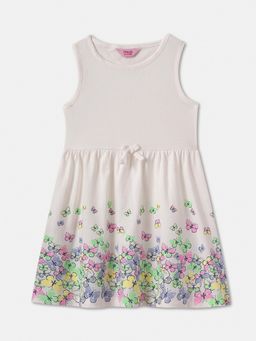 R&B - White Floral Printed Tiered Dress