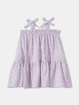 R&B - Multi-Color Shoulder Straps Printed Tiered Dress