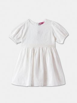 R&B - White Embroidered Lace Detail Dress