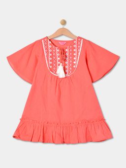 R&B - Coral Embroidered Regular Dress