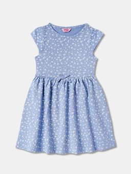 R&B - Blue Micro Floral Printed Dress