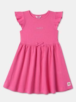 R&B - Girls Pink Ribbed Fit and Flare Dress