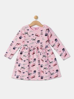 R&B - Pink Graphic Print Full Sleeves Dress