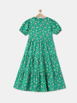 R&B - Green Floral Printed Regular Dress
