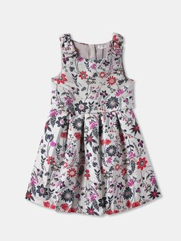 R&B - Off White and Red Floral Detail Sleeveless Dress