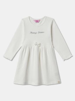 R&B - White Full Sleeves Ribbed Dress