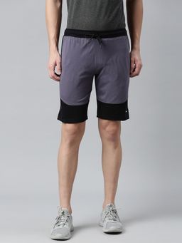 Tom Burg - Colorblock Men Dark Grey & Black Sports Lounge Shorts