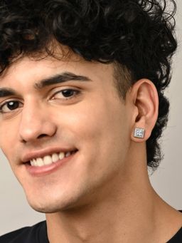 CLARA - 925 Sterling Silver Designer Solitaire Stud Men Earrings