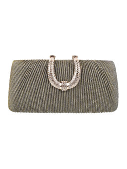 Metro - Grey Mirror Work Faux Leather Clutch