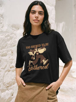 Bewakoof - Womens Black Too Brewed Oversized T-Shirt