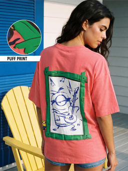 Bewakoof - Minions Womens Pink Paratoo Graphic Oversized T-Shirt