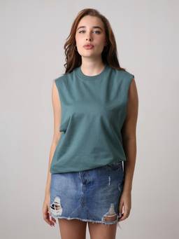BLNK - Oversize Sleeveless Sapphire Blue T-Shirt