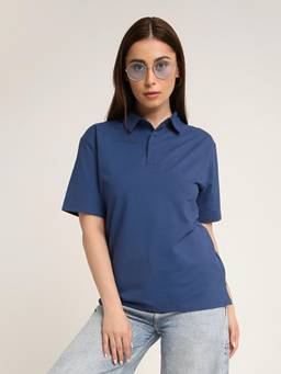 BLNK - Solid Denim Blue Polo T-Shirt