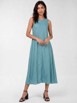 max - Women A-Line Blue Midi Dress