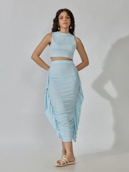 SHOWOFFFF - Edition Womens Blue Solid Co-Ord Set