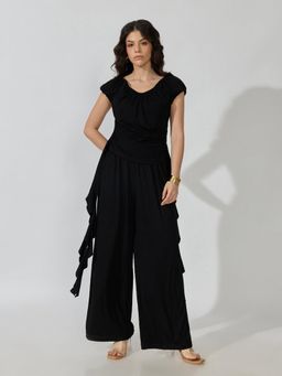SHOWOFFFF - Edition Womens Black Co-Ord Set With Ruffle Detail