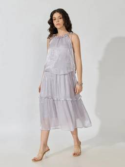 SHOWOFFFF - Edition Womens Lavender Tie-Up Neck Sleeveless Midi Dress