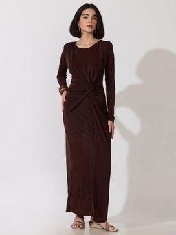 SHOWOFFFF - Edition Womens Brown Long Sleeve Bodycon Maxi Dress