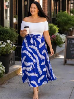 CURVY STREET - Blue Off Shoulder Maxi Dress