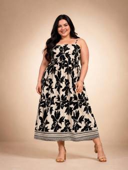 CURVY STREET - Rayon Black Midi Dress