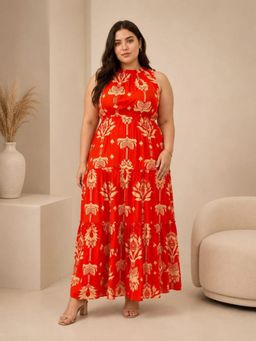 CURVY STREET - Orange Womens Maxi Dress