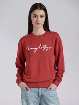 Tommy Hilfiger - Regular Fit Cotton Crew Neck Rust Sweatshirt