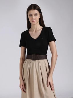 Tommy Hilfiger - Solid Regular Fit Cotton Black T-Shirt