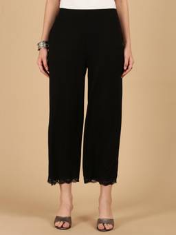 De Moza - Women Knitted Viscose Loosed Fit Black Pant
