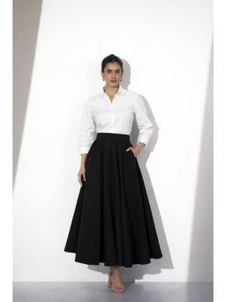 Myclo - White Cotton Shirt And Black Crepe Skirt