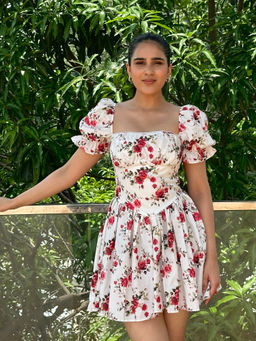 Myclo - Romantic Garden White Mini Dress