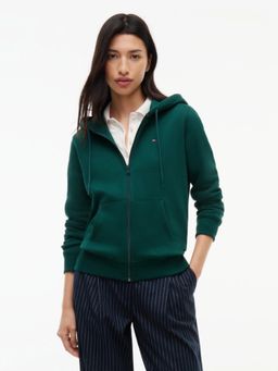 Tommy Hilfiger - Regular Fit Cotton Hooded Neck Green Sweatshirt