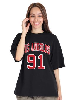 PRONK - Team 91 Printed Womens Oversized Cotton T-Shirt