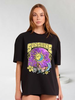 PRONK - Sunshine Printed Womens Oversized Cotton T-Shirt
