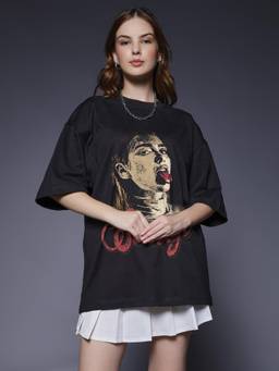 PRONK - Savage Club Women Printed Oversized T-Shirt