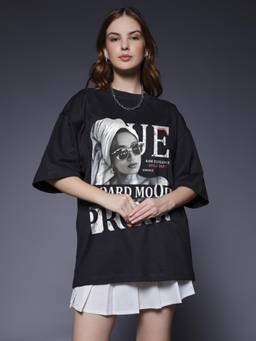 PRONK - Board Mood Printed Womens Oversized Cotton T-Shirt