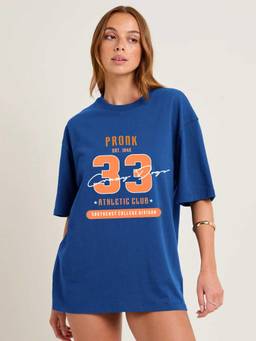 PRONK - Club 33 Printed Womens Oversized Cotton T-Shirt
