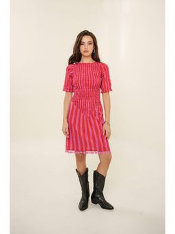 Bakhiya Jaipur - Love Cotton Stripes Knee Length Dress