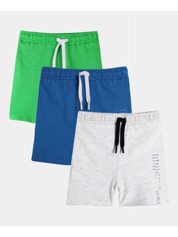 ANTHRILO - Ecru-Blue and Green Boys Shorts (Pack Of 3)
