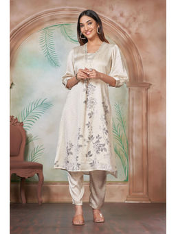 BulBul - Reeva Silk White Kurta and Pant (Set of 2)