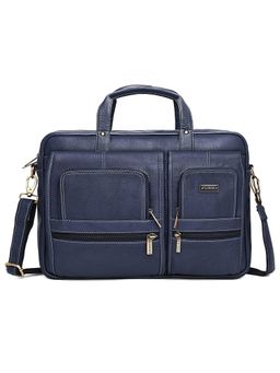 WILDHORN - Leather Blue Laptop Messenger Bag for Men