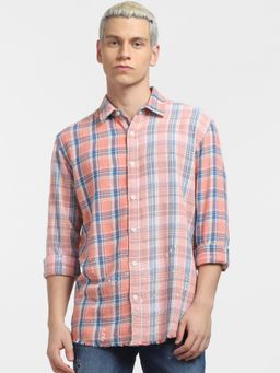 Jack & Jones - Peach Check Print Full Sleeves Shirt