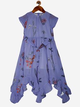 KiddoPanti - Girls Cap Sleeves Asymmetric Frill Hem Dress