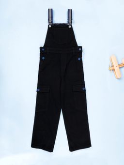 KiddoPanti - Boys Denim Woven Multi-Color Contrast Straps Solid Dungaree